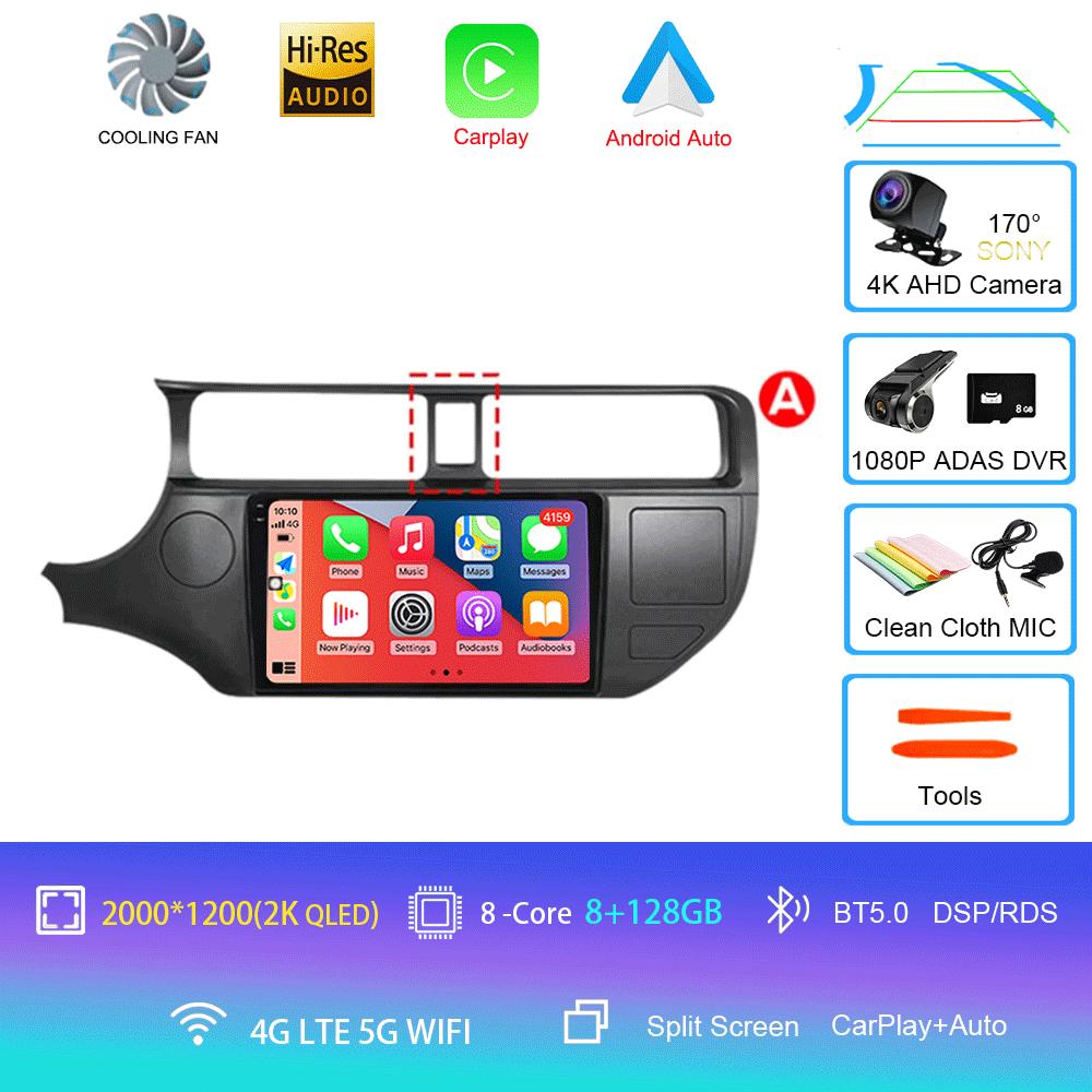 For Kia RIO 4 K3 2011-2017 2K QLED Android 14 Car Radio Multimedia Player 2 Din GPS Navigation stereo DVD Head Unit