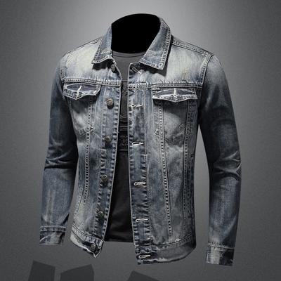 Giacca di Jeans Retro da Uomo Trendy Marca Versione Coreana Giacca Slim