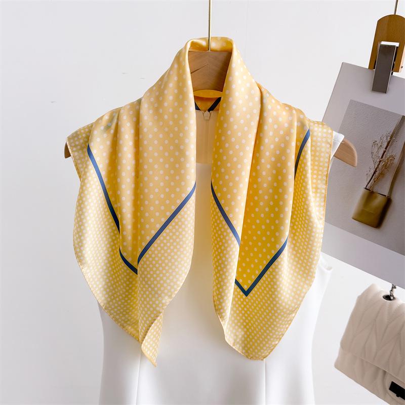 Elegant Spring Floral Silk-Blend Square Scarf - Headscarf & Neck Protection Neckerchief for Women