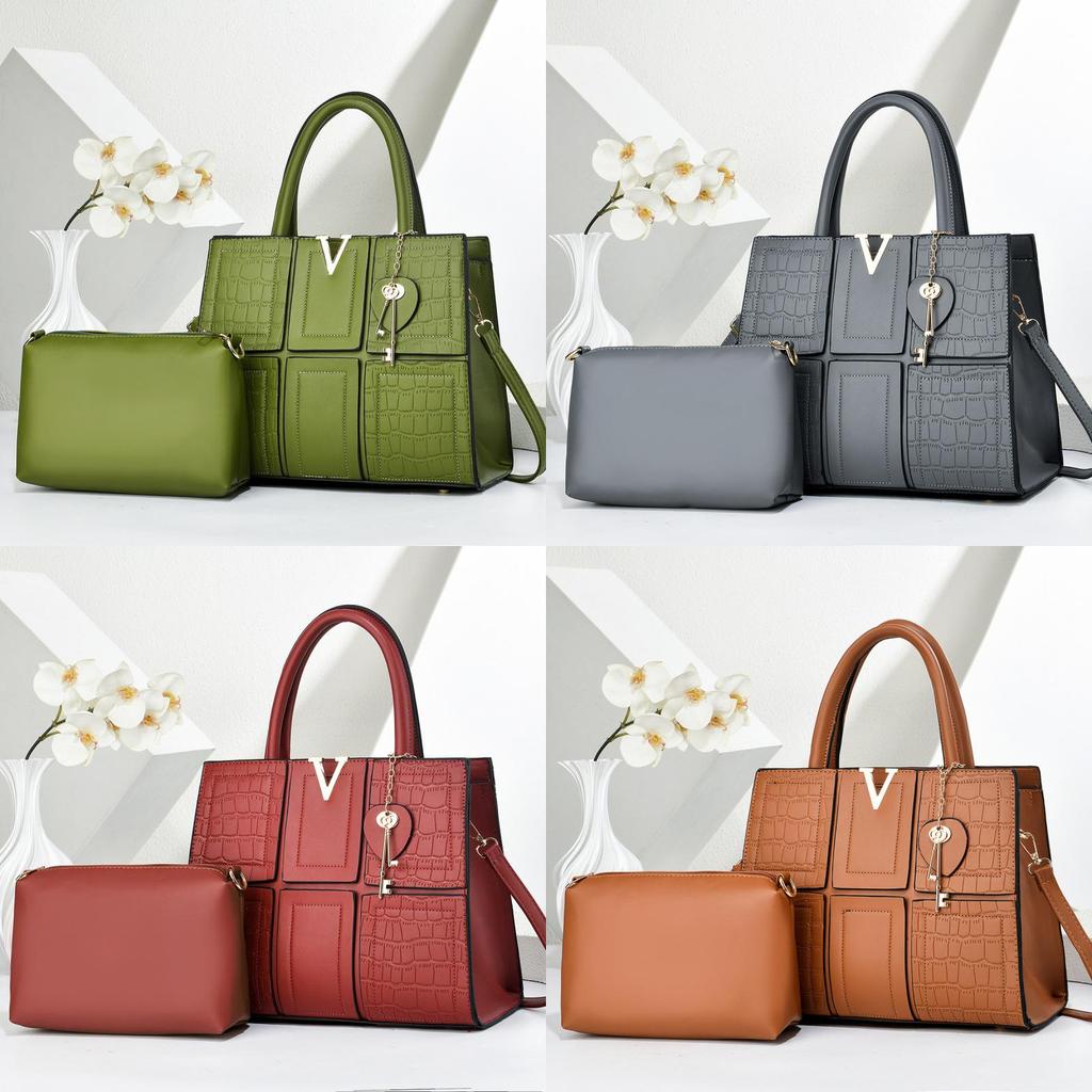 Pu Crocodile Textured Shoulder Bag With Splicing Design For Daily Use Women