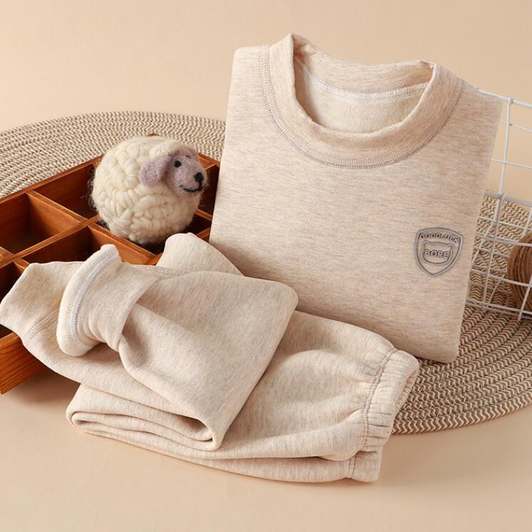 Ensemble de Sous-vêtements Chauds pour Enfants Neuf 2 Pièces/Ensemble Garçons et Filles Hiver Dessin Animé Épais Col Rond Vêtements de Nuit