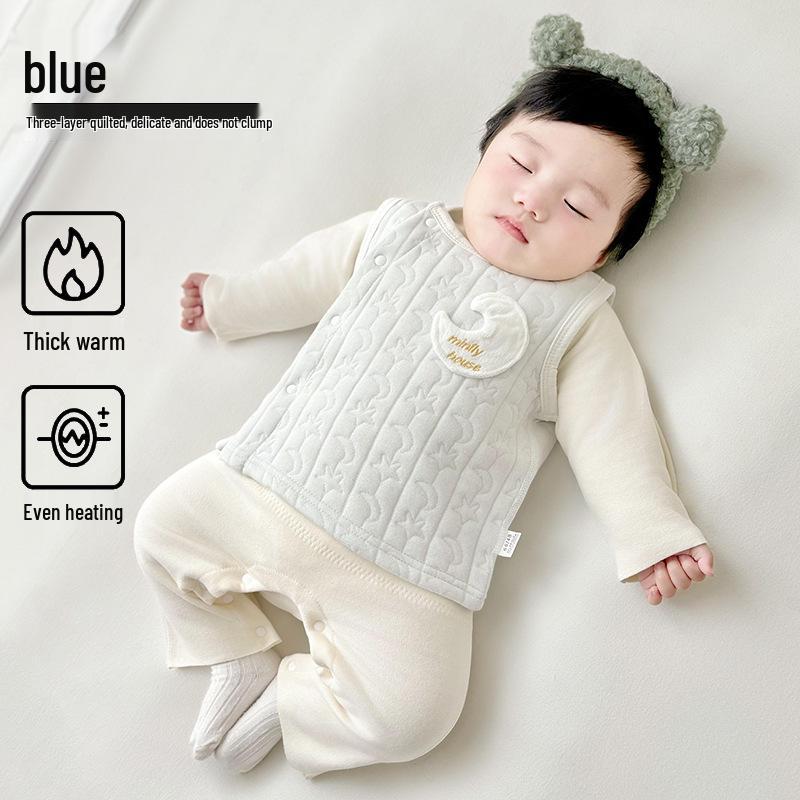 

Jingqi Жилет из чистого хлопка для малышей - Теплый кардиган для новорожденных на весну и осень 90cm (For babies 77-86cm, 20-24 lbs) синий