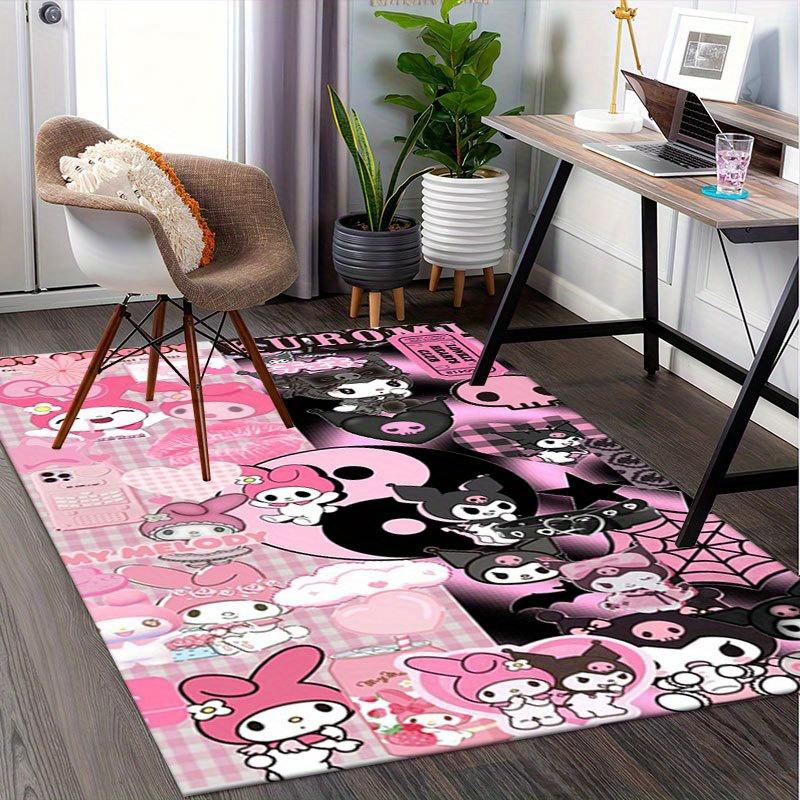 1pc Sanrio Kuromi Mermaid Printed Office Carpet Rectangle Rug Under The Table,Perfect Room Decor for Living Room, Bedroom, Kitchen, Non-slip Floor Mat