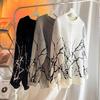 Japanese Sweaters Women Clothes Vintage Harajuku Oversized Tops Fashion Pullover Streetwear Gothic Print Black Sweater