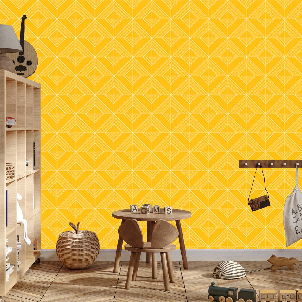 Geometric gold rhombus wallpaper, gold center 50x1000