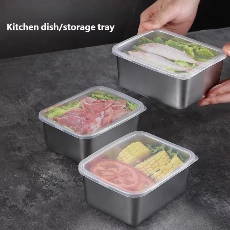 Reusable Stainless Steel Food Tray Smooth Rectangular Kitchen Container for Prep Storage Serving and Dining Use