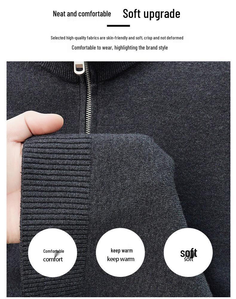2025 Herbst/Winter Herren Warmer Wollstrickpullover mit halbem Stehkragen