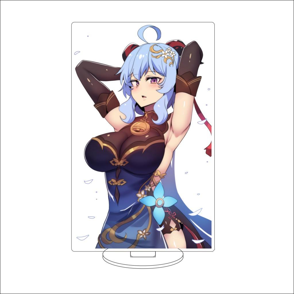 16CM Anime Genshin Impact Figure Stand Model  Ganyu Cute Desk Decor Standing Sign Gifts