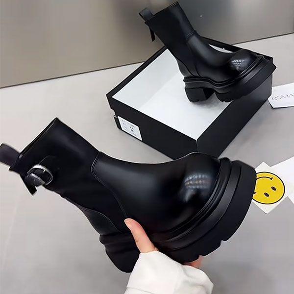 

2025 Unisex Thick-Soled Platform Short Boots: Fashionable Black & Brown Martin Style 36 чёрный