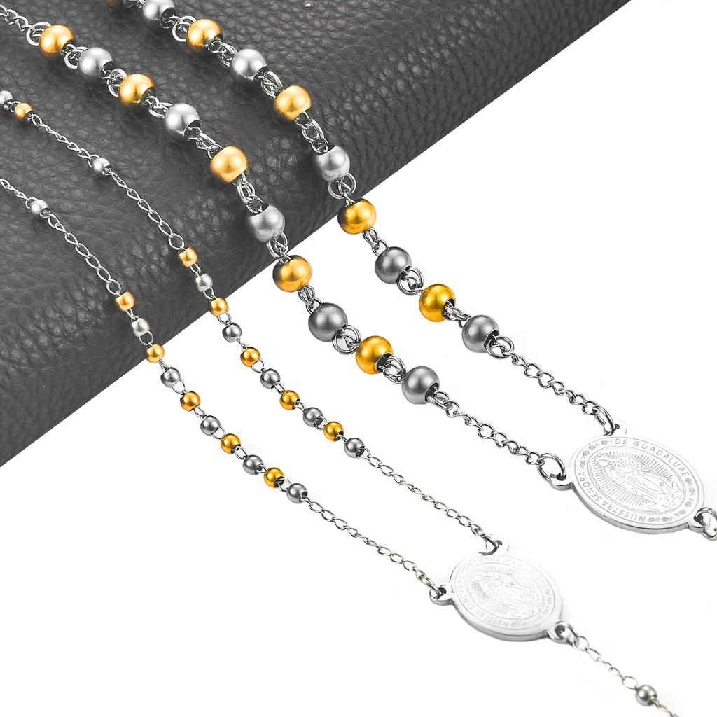 Neue Mode Edelstahl Vintage Kreuz Böhmen Religiöser Rosenkranz Anhänger Halskette Für Frauen Männer Charm Schmuck Geschenke