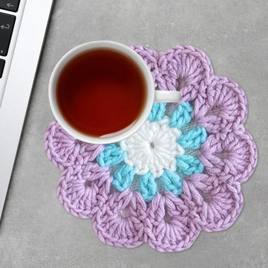 Flower Knitted Coasters Heat Insulation Placemat Non-slip Coaster Anti-scald Table Mats Kitchen Accessory