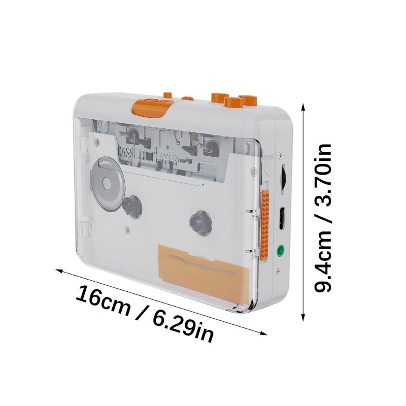Portable Cassette Tape Player with 3.5mm Headphone Port USB Cassette to MP3 Converter Reverse Recording Cassette Tape