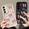 Měkký obal pro Samsung Galaxy S25 Edge S24 S23 S22 Ultra S24 S21 FE A56 A16 A15 A55 A54 A35 A25 A26 A36 Roztomilý růžový obal na telefon s mašlí