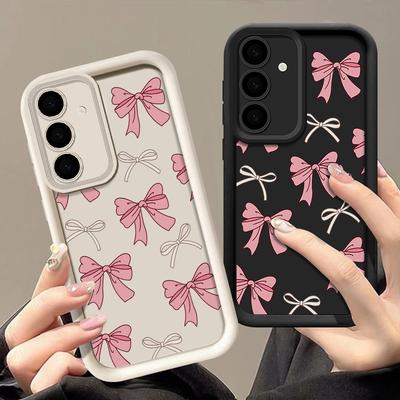 М'який чохол для Samsung Galaxy S25 Edge S24 S23 S22 Ultra S24 S21 FE A56 A16 A15 A55 A54 A35 A25 A26 A36 Милий рожевий чохол для телефону з бантиком