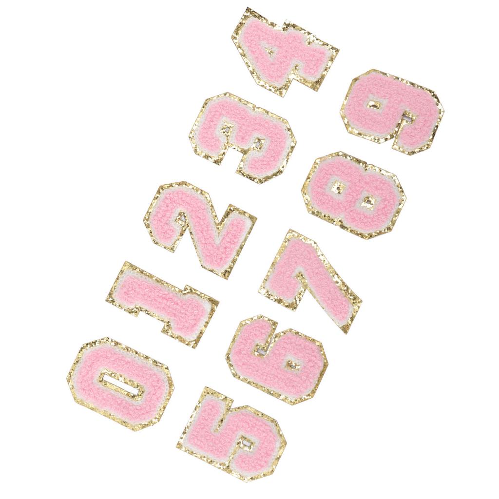 10Pcs Pink Number Patches 0 To 9 Number Exquisite Pink Easy Ironing Widely Used Iron On Patches for Jacket Shirt Shoes