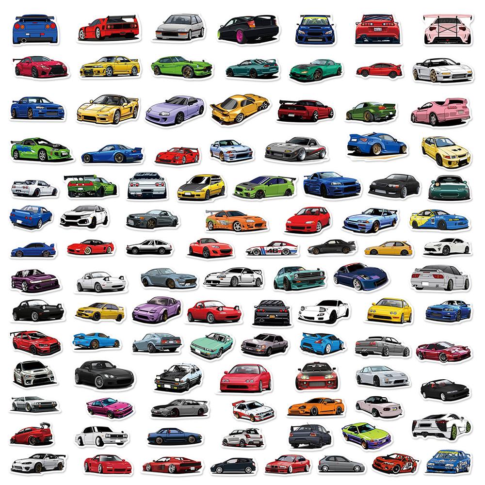 10/30/50/100pcs Retrofit Racing Car Cartoon Stickers Waterproof Graffiti Luggage Guitar Laptop Cool Sticker Vintage Decals