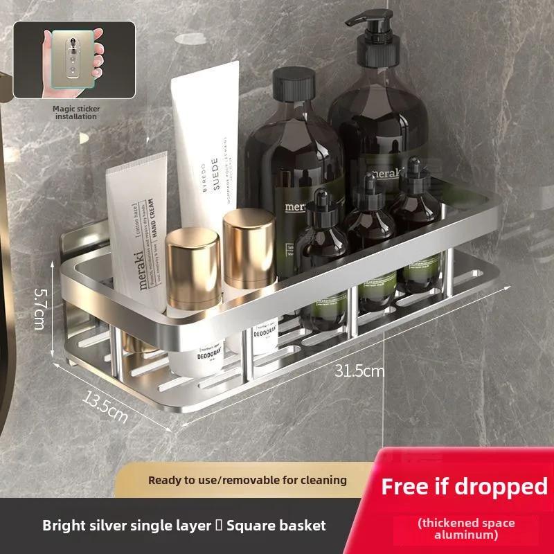 

Adjustable Shower Shelf No Drilling – Aluminum Bathroom Organizer for Bath, Vanity or Tub | Holds 20 lbs