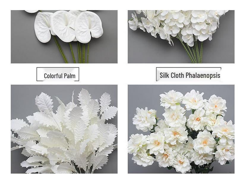Weiße Blumendekoration für Hochzeiten Künstliche Straußornamente und Bogen-Requisiten