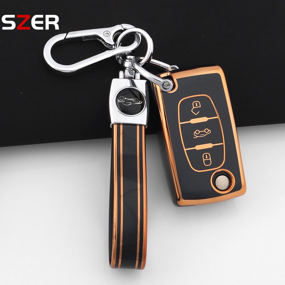 For Citroen C2 C3 C4 C5 C6 Xsara Berlingo For Peugeot 207 307 308 407 607 807 Fashion Tpu Car Key Case Cover Keychain Fob Shell