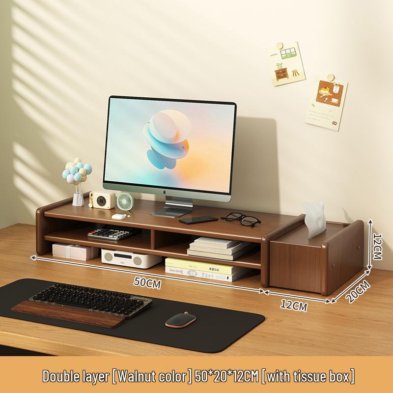 Monitor Riser Desktop Stand with Storage Shelves