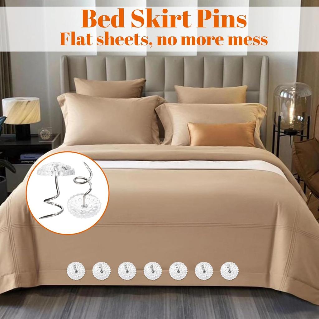 200 Pcs Clear Head Screw Twist P Bed Skirts P Upholstery Tacks Dust Ruffle Headliner Clips for Hold Bedskirt Slipcovers Couch Sofa Covers Furniture