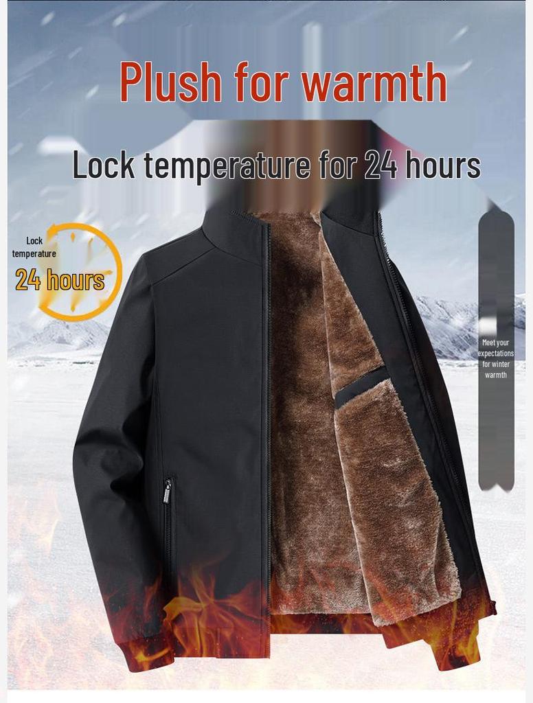Herren Dicker Warmer Samtmantel für Herbst/Winter - Übergröße, Modische Jacke für Mittelalte/Ältere