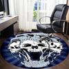 1PC Skull Office Round Area Rug, Mat Suitable For Office, Under Office Chairs Bedroom Living Room Home Decor, Room Deco
