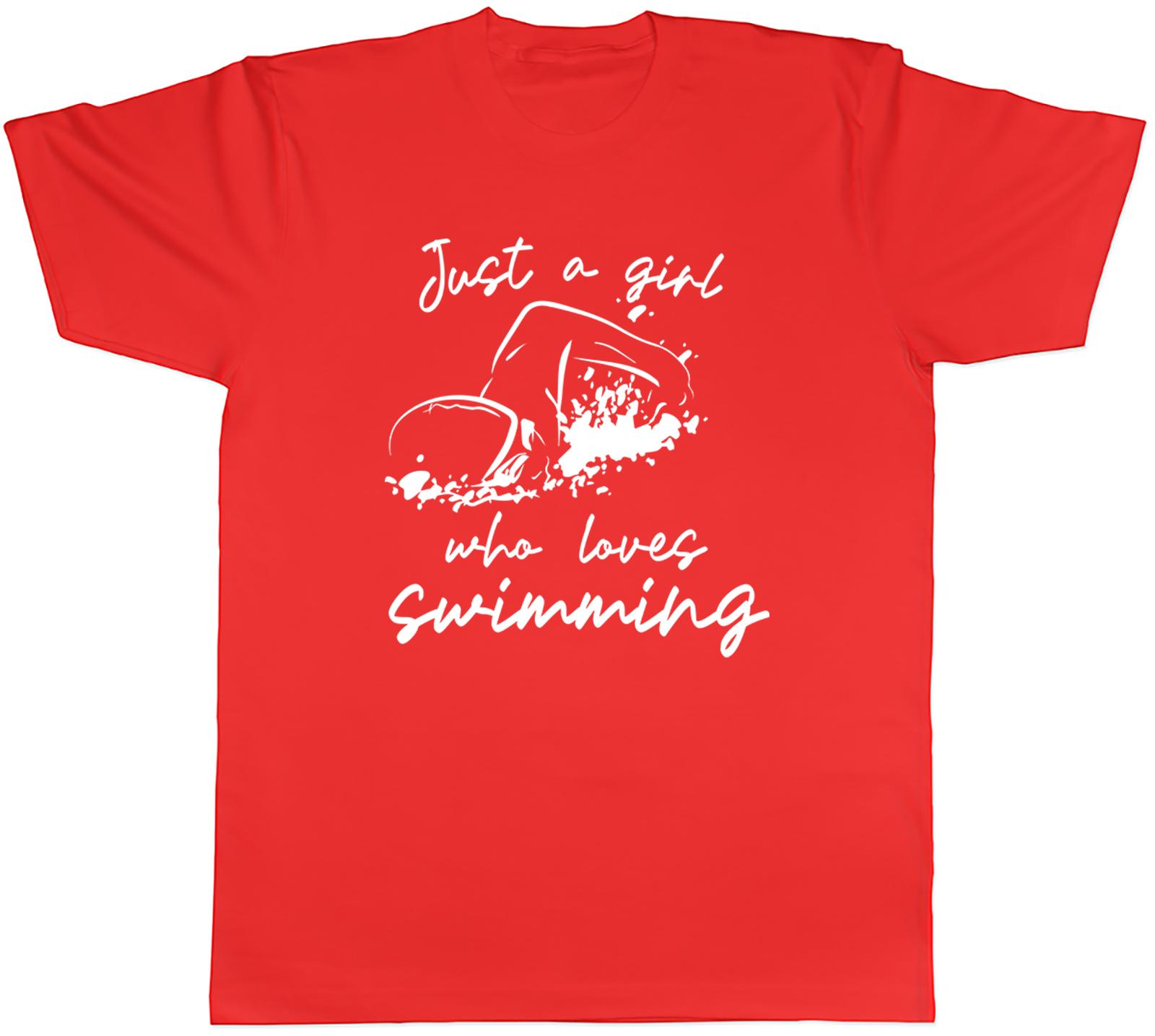 Girl who loves Swimming Mens TShirt Swim Swimmer Tee Gift S