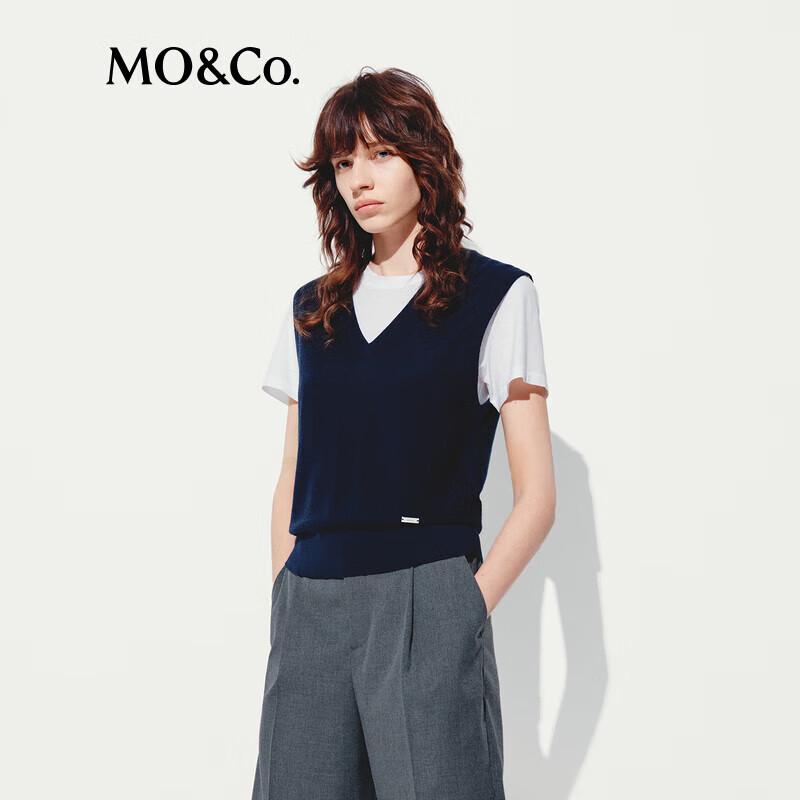 MO&Co. 100% Lamb Wool V-Neck Knitted Vest