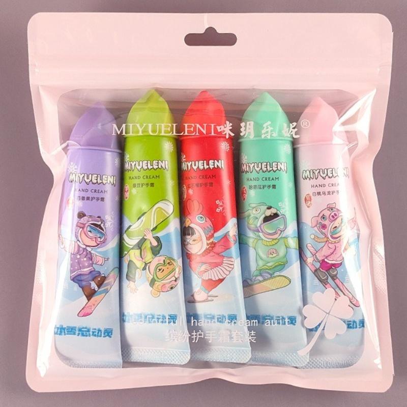 5pcs/box Christmas Gift Ice Cream Hand Cream Set 30g Fruit Fragrance Moisturizing Hydration
