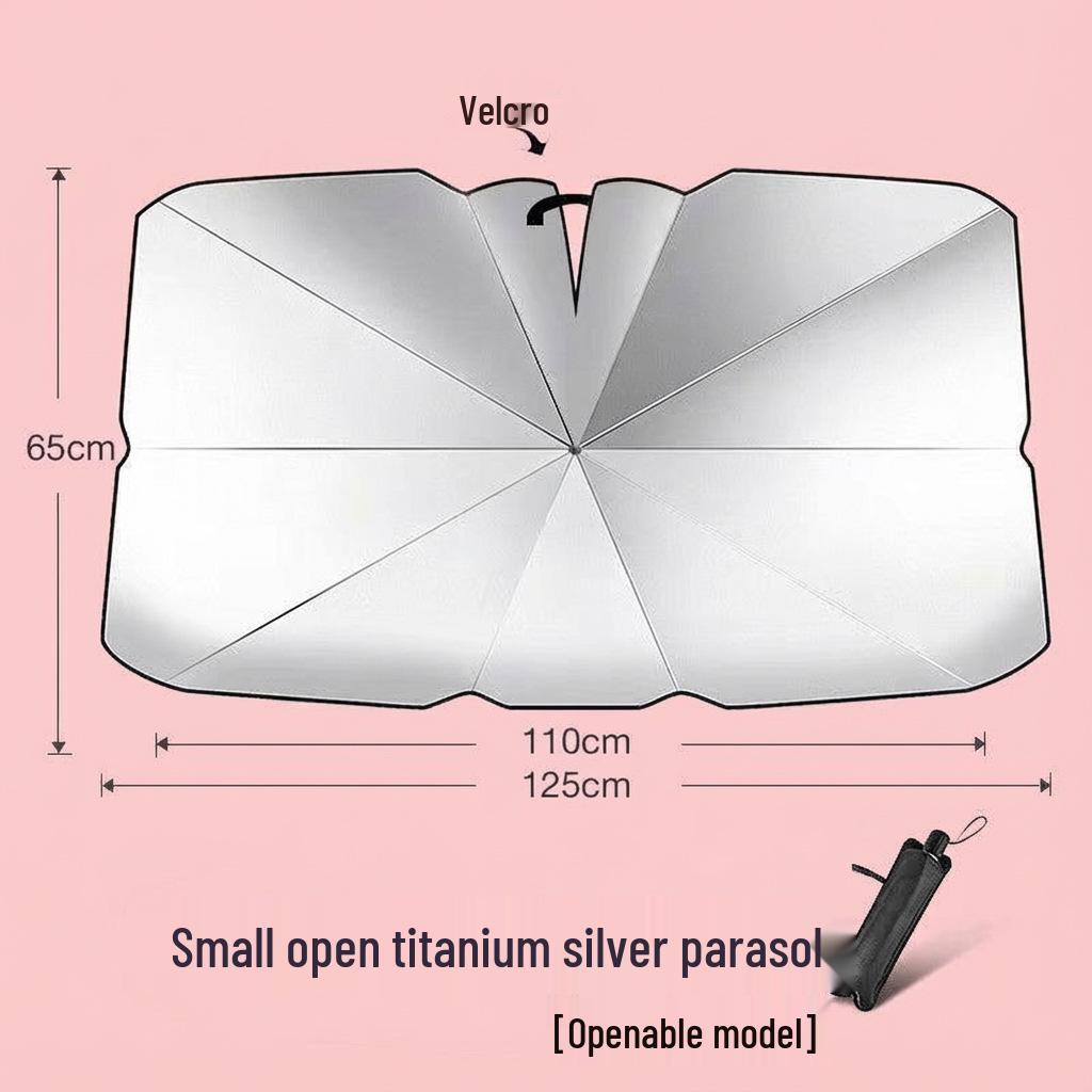 Customizable Titanium Silver Car Sun Shade with Openable Front Windshield Protection