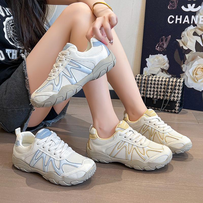 Mesh breathable thick-soled German training shoes women's 2025 autumn new imitation leather color matching small sports and leisure shoes
