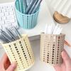 DYS Imitation Rattan Pen Holder, Round Hollow Desk Organizer, Large Capacity Pencil Cup for Pens Pencils Makeup Brushes, Nordic Office Home Decor