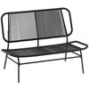 2 Seater Rattan Bench With Woven Seat And Backrest Steel Frame 240 Kg Load Capacity Black