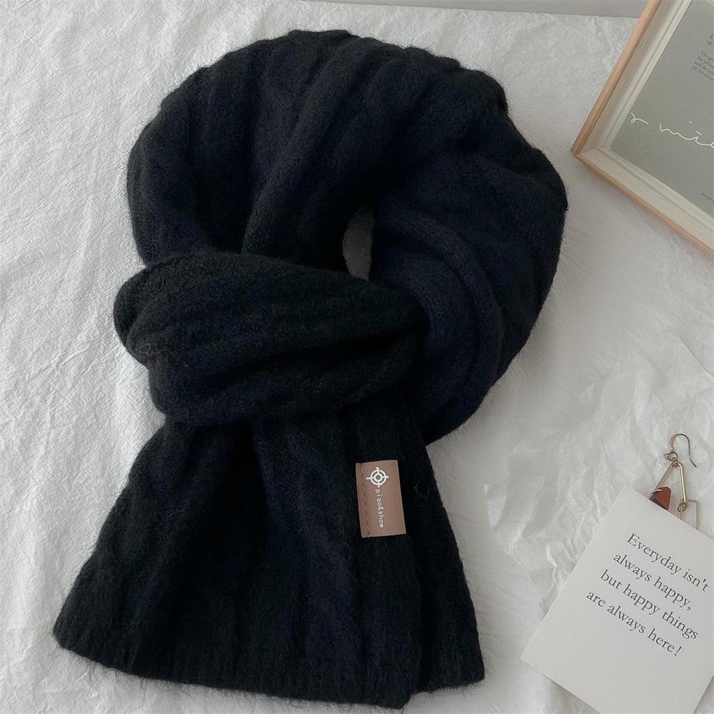 Korean Retro Pattern Wool Blend Scarf - Warm, All-Match, Unisex Winter Neckwear