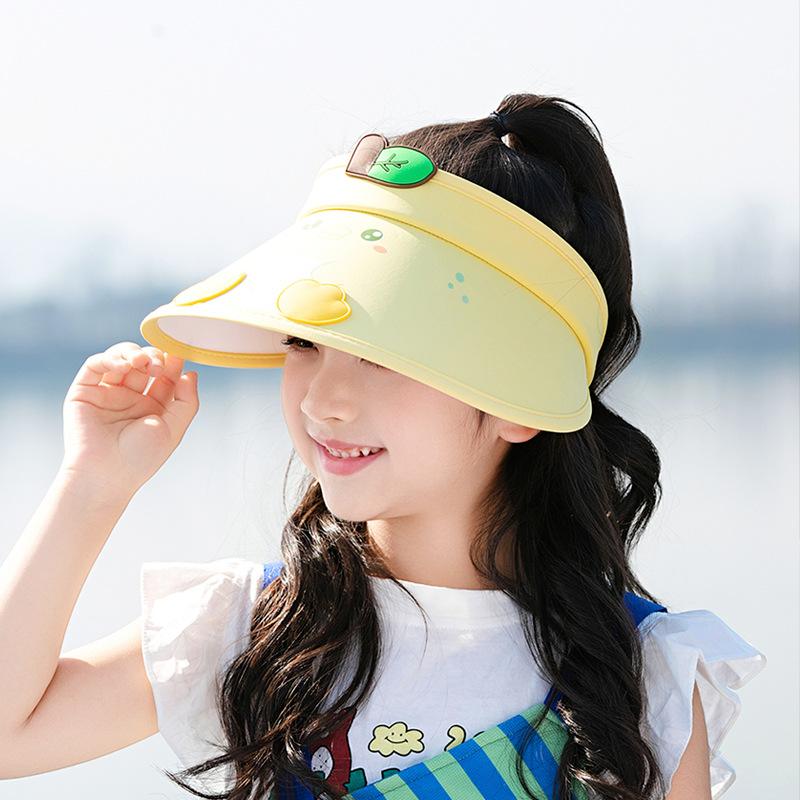 1122 Sommer Kinderhut niedlicher Cartoon Sonnenschutz leerer Topfhut für Jungen und Mädchen Outdoor großer Krempe Sonnenhut