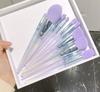 10pcs Professional Purple Makeup Brushes with Storage Bag Eyeshadow Powder Foundation Blush Sculpting Highlighter Eyebrow Brush