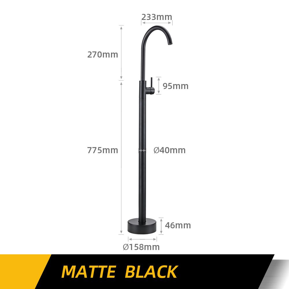 Bathroom Faucet Matte Black Bathtub Shower Faucet Round Floor Stand Mixer Single  Handle Hot Cold Water Tap Bagnolux