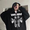 Cross-border new product spot skull wings hooded zipper sweater women's fleece thickened loose sports cardigan sweater women's