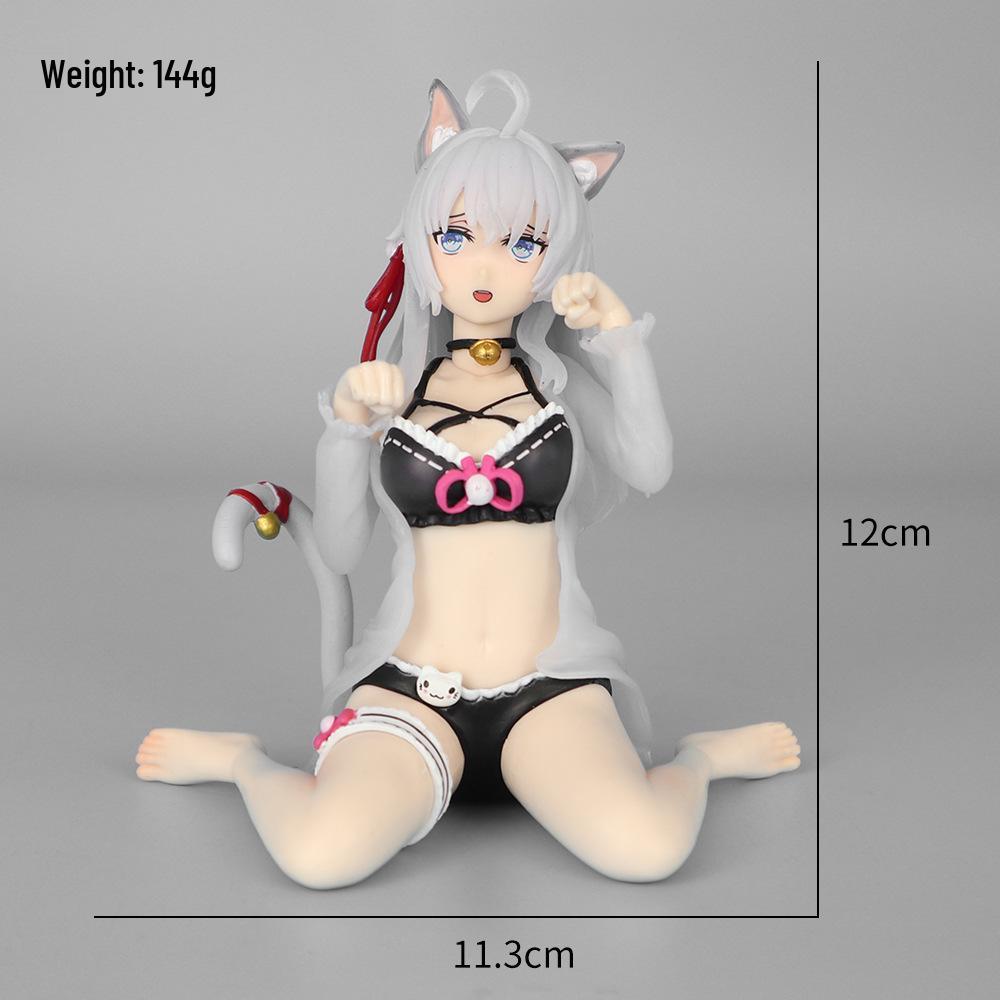 Cross-Border New Cat Ear Maid Ellie Figure: Sitting Pose - Dashboard Ornament/Decor