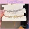 Copper Zircon Flower Chain Bracelet With Gold Plating For Womens Fashion Jewelry