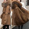 Women Coat Hooded Winter Jacket with Faux Fur Collar Warm Fashionable Zipper Closure Coat for Autumn Winter