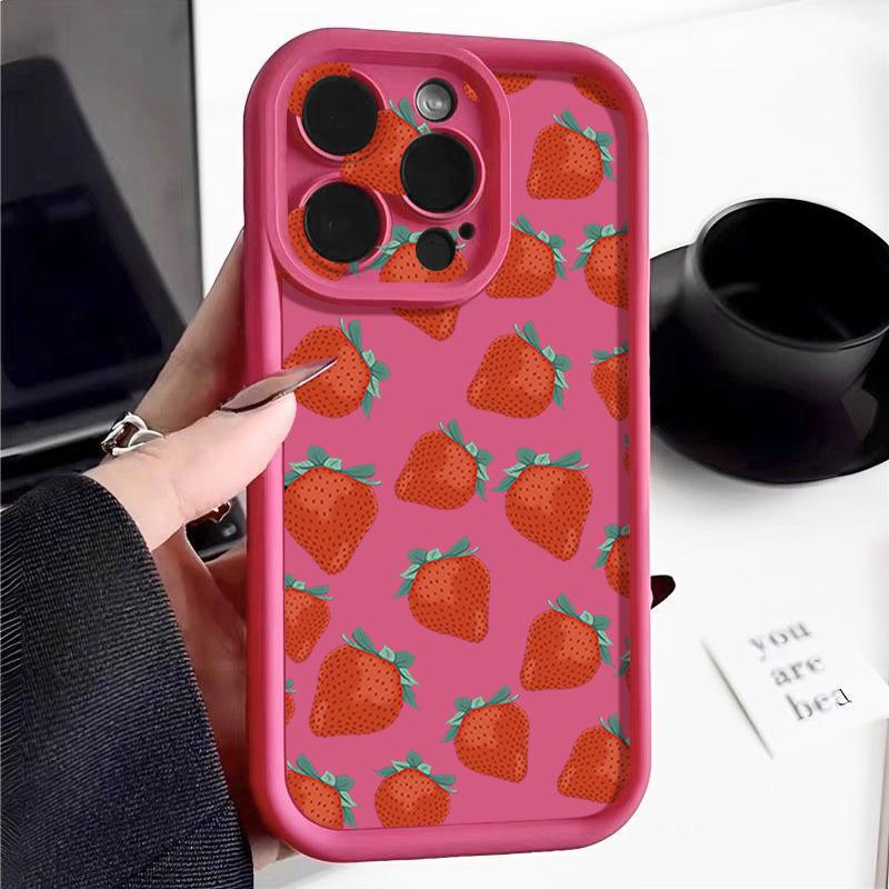 Luxury Fruits Pattern Phone Case For iPhone 16 16e 15 14 13 12 Pro Max Plus 11 Clear TPU Shockproof Cover