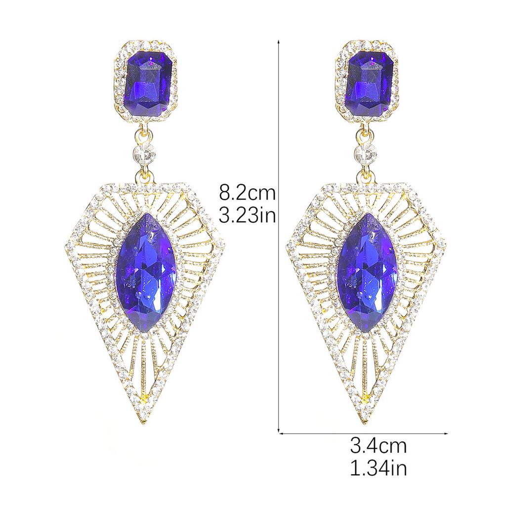 Temperament Coloured Glass Rhinestone Earrings Fashion Geometric Triangle Earrings Women's Ear Accessories