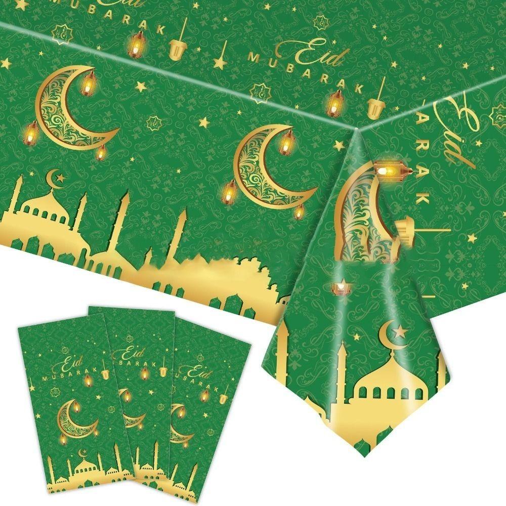 

Waterproof Eid Mubarak Tablecloths Disposable Ramadan Decoration 2026 Table Cover Party Supplies style 2-Green