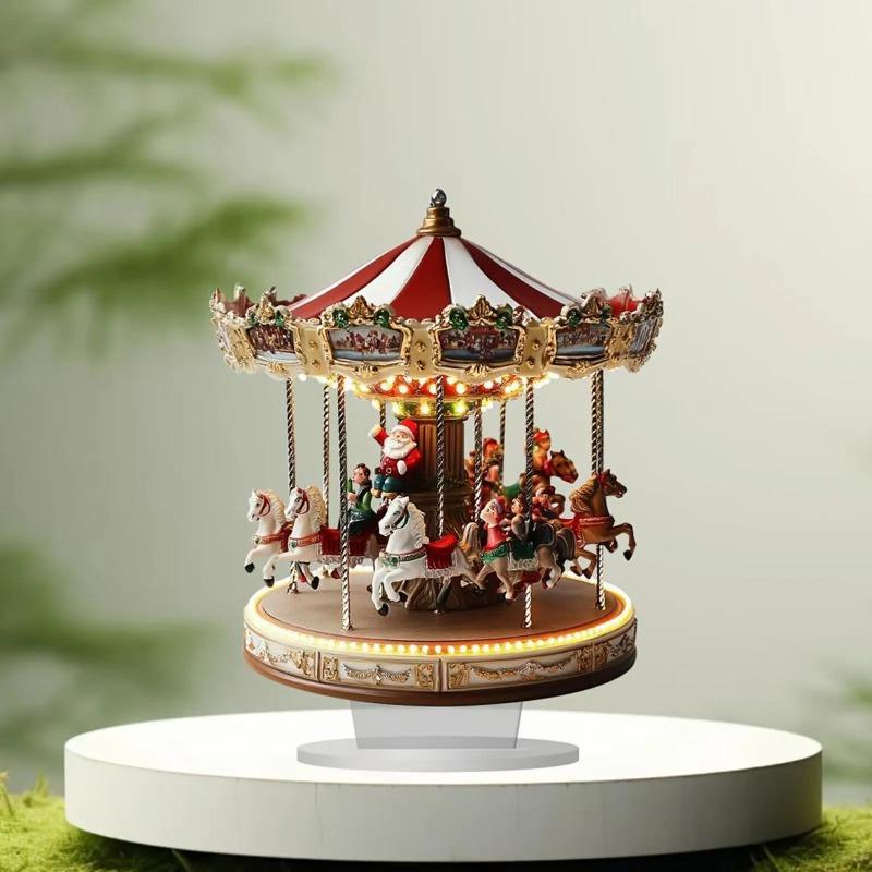 2D Flat Vintage Holiday Acrylic Carousel Shape Desktop Decoration, Home Decor Plaque Hanging Wall Art Decorative Garden Decoration for Room Door Signs