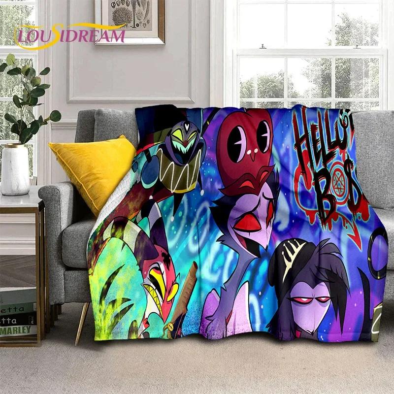 3D H-Helluva Boss Blitzo H-Hazbin Hotel Cartoon Blanket,Soft Throw Blanket for Home Bedroom Bed Sofa Picnic Office Cover Blanket
