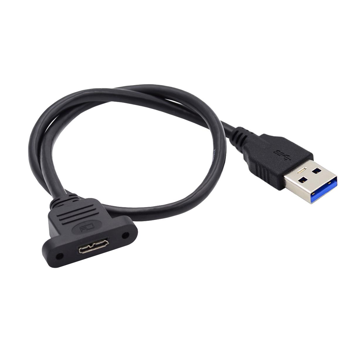 

U3-083-AM 50cm Type-A USB 3.0 Male to Micro 3.0 Type-B Female Converter 5Gbps Screw Mount Type Extension Cable As Shown A