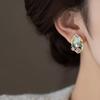 Vintage Oil Painting Flower Stud Earrings for Women Exquisite Metal Peach Blossom Earrings Jewelry Gifts Daily Fancy Accessories