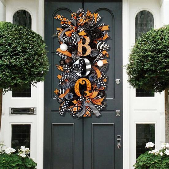 Halloween Swag Wreath Fall Garland Front Door Hanging Porch Sign Wreath for Home Holiday Decor